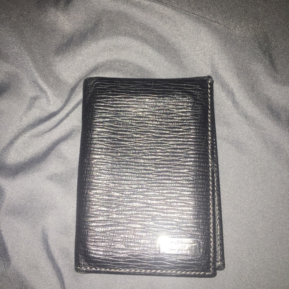 Mens Salvatore Ferragamo Black Leather Card Wallet